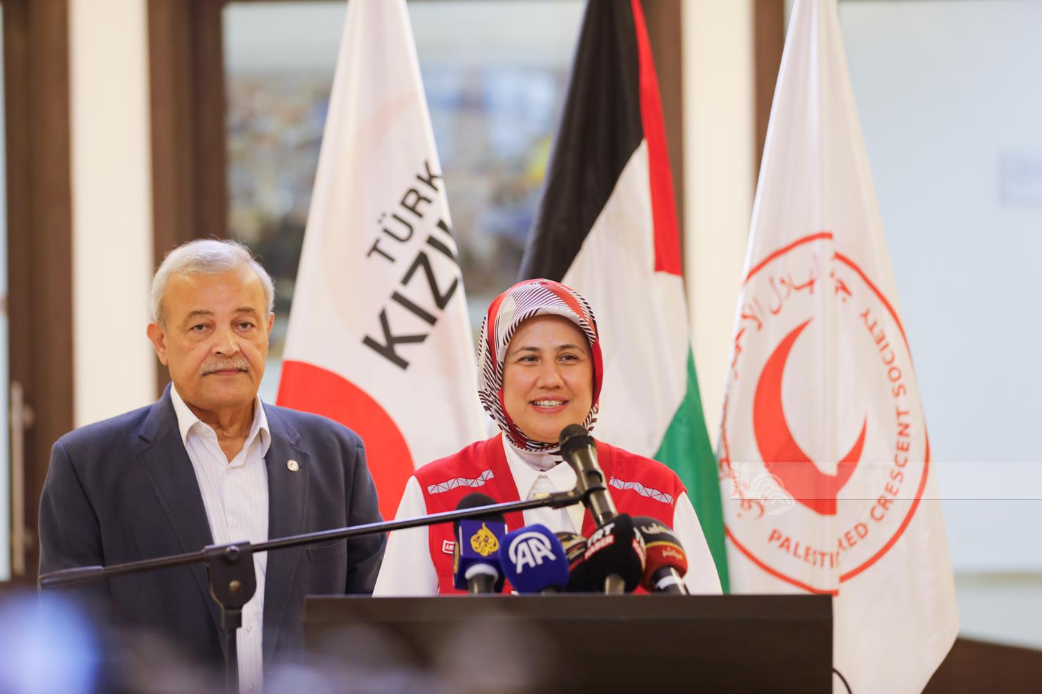 جانب من المؤتمر الصحفي (تصوير: محمد أبو زيد/ وفا)